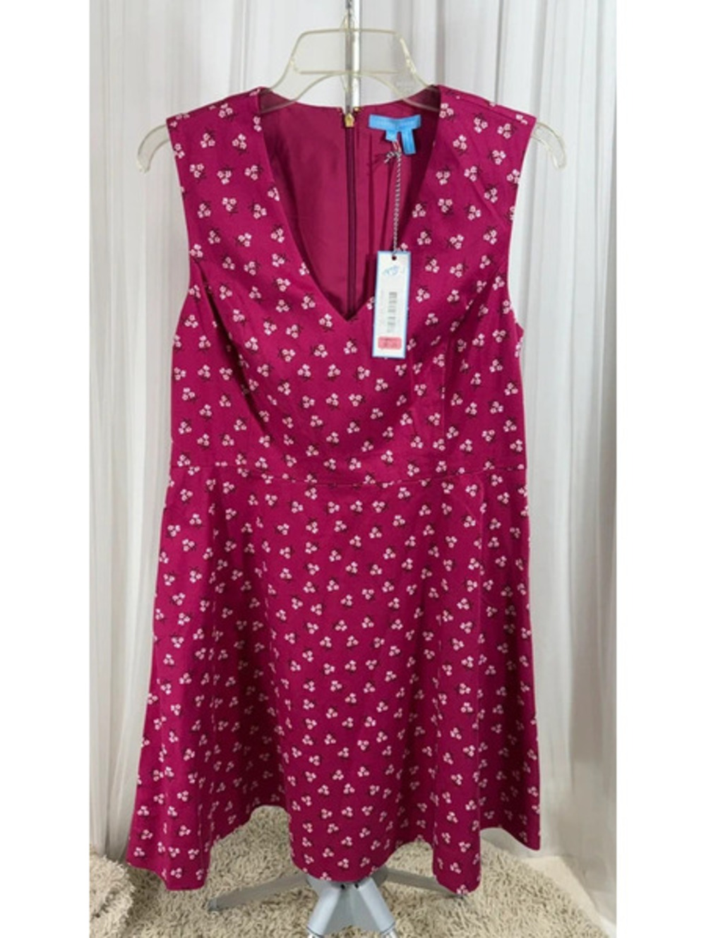 Draper James NWT Burgundy Floral Fit Flare Dress Size 12 Southern Preppy Chic